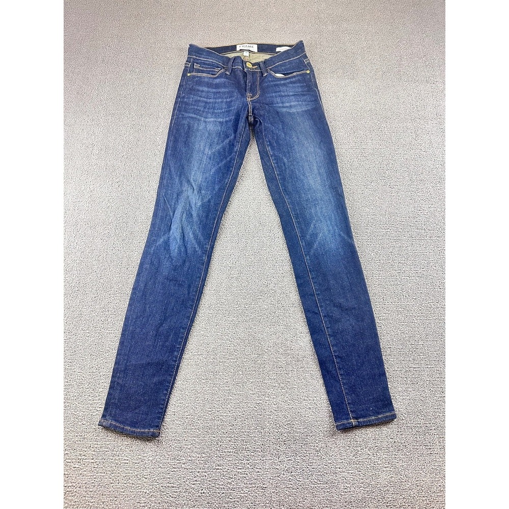 Frame Jeans Women 25 Blue Le Skinny de Jeanne Skinny Mid Rise Dark Wash Urban